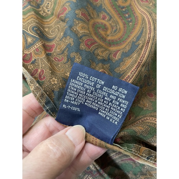 Vtg Pr Ralph Lauren Brianna Paisley Set of 2 KING Ruffled Pillow Shams - Picture 8 of 9